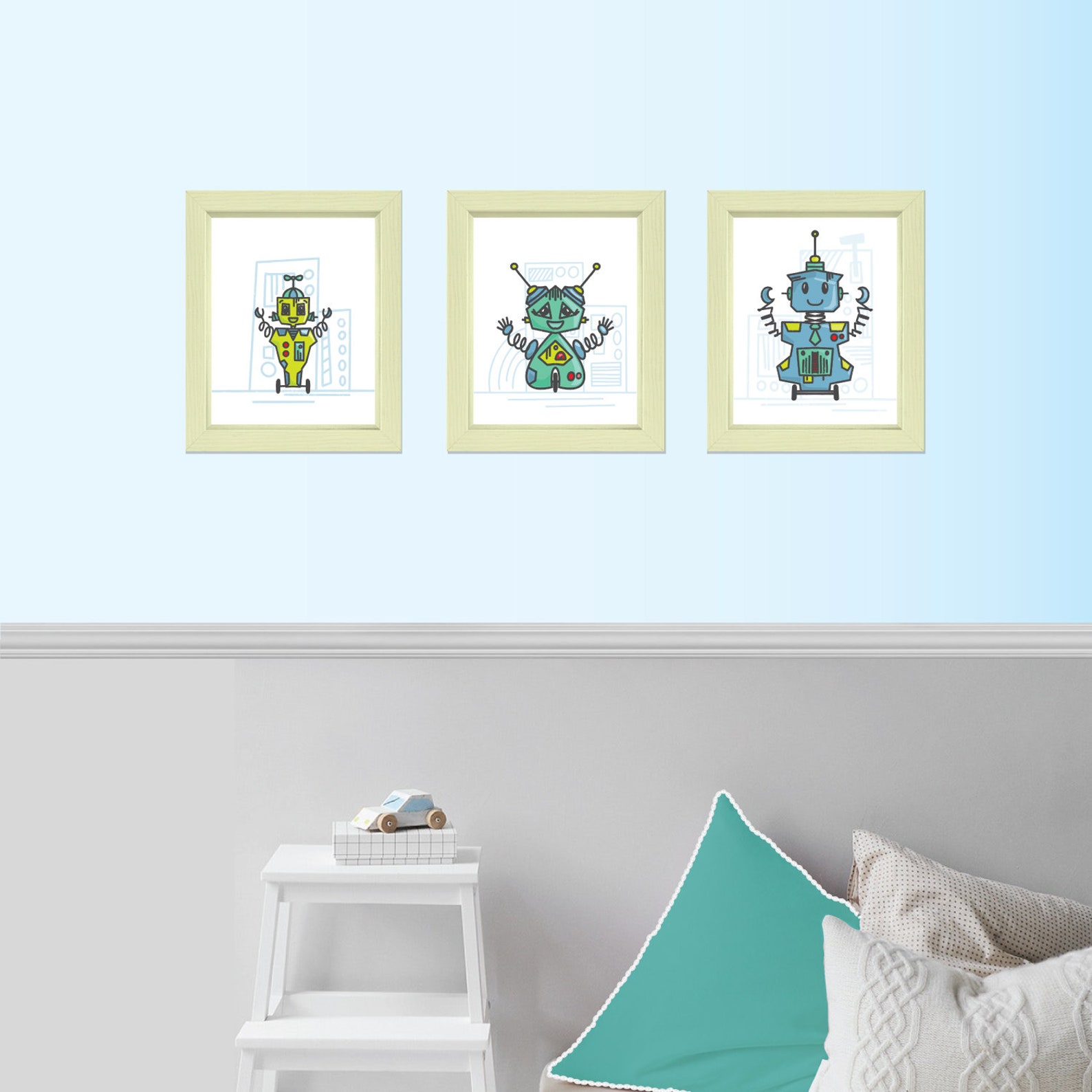 Robot Themed Printable Wall Art Robot Themed Art Robot Theme Etsy