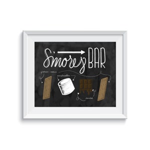 Impression de tableau noir Smores Bar, art mural barbecue estival (téléchargement numérique)