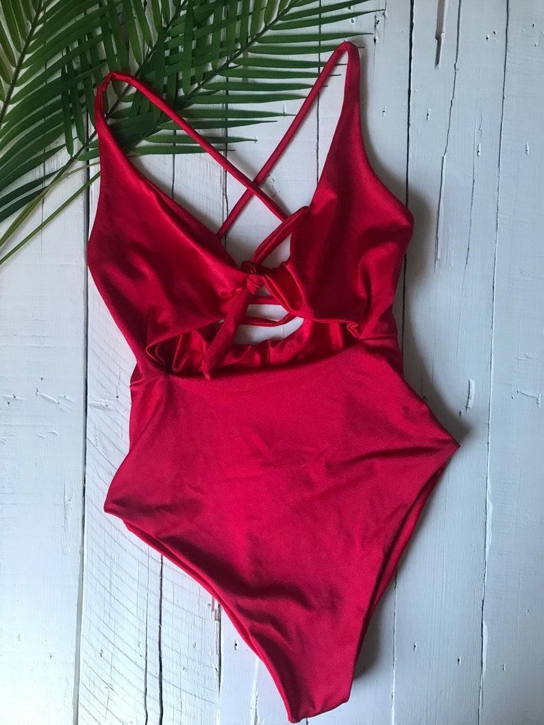 One Piece Bathing Suit / Red Swimsuit / Red Bather / Red Etsy