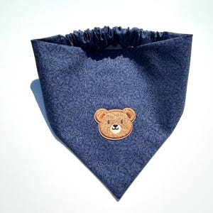 Teddy Bear Patch Denim dog bandana - slip on pet bandana