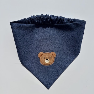 Teddy Bear Patch Denim dog bandana - slip on pet bandana
