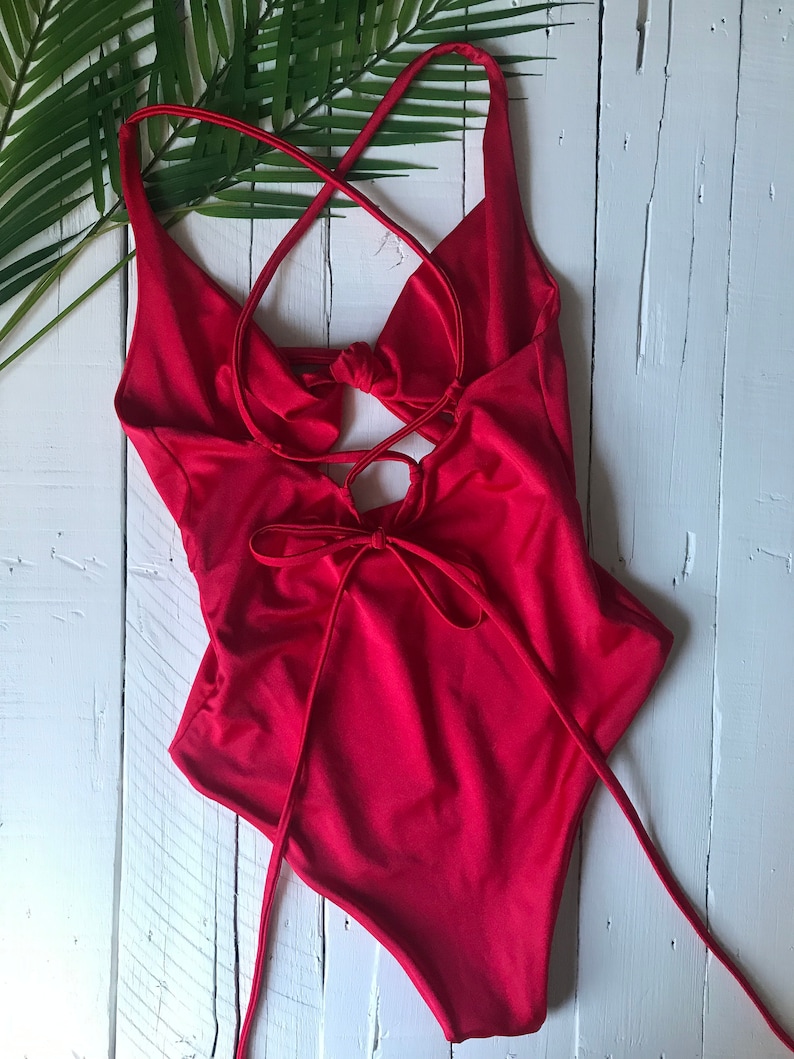 One Piece Bathing Suit / Red Swimsuit / Red Bather / Red Etsy