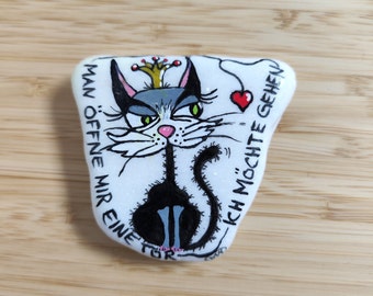 Spruchstein bemalt Bemalte Steine Witzig Bemalte Steine Katze Unikat Handgemalt Deko Acryl Santorini Stein Geschenk Freundin Katzenliebhaber