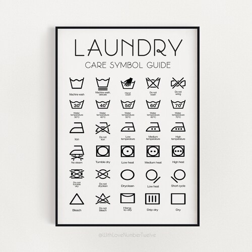 Laundry Room Care Symbol Guide & Stain Removal Guide - Etsy