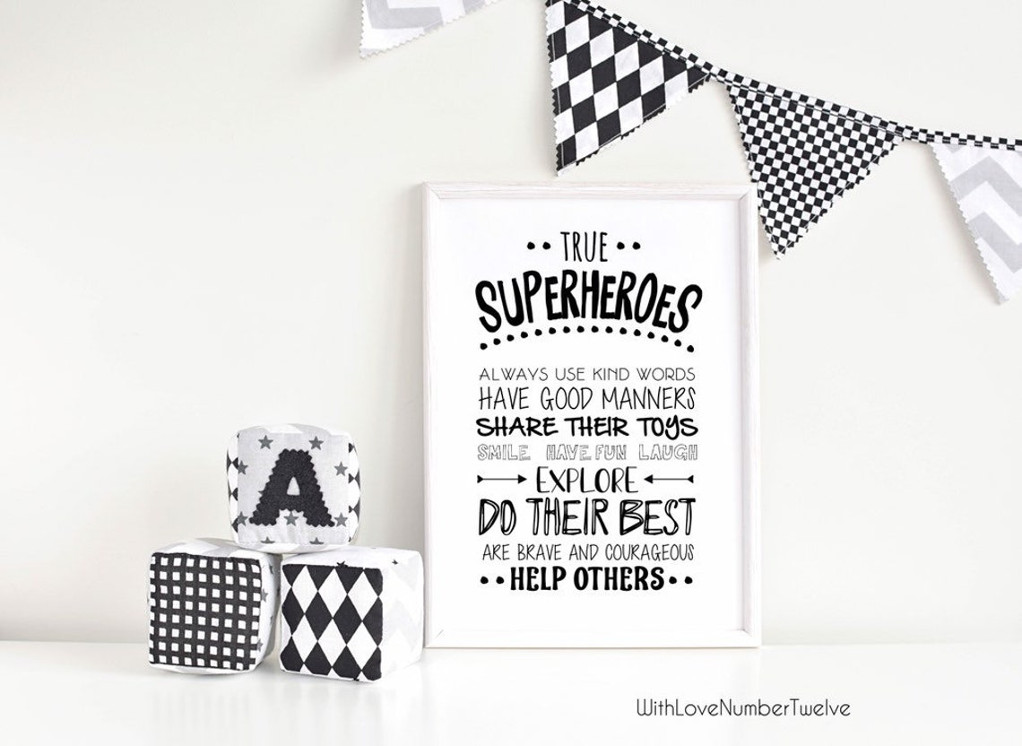 True Superheroes Wall Art Nursery / Playroom Print Etsy