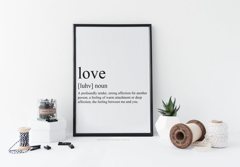 Love Definition Wall Art Print Etsy