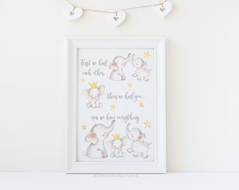 First We Had Each Other Then We Had You Now We Have Everything Print - Elephant Nursery Print | Nursery Print | Wall Art | Nursery Decor