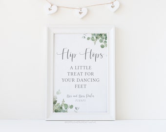 Flip Flops Wedding Print - Personalised Wedding Sign, Wedding Print, Wedding Decor, Flip Flop Basket Wedding Print