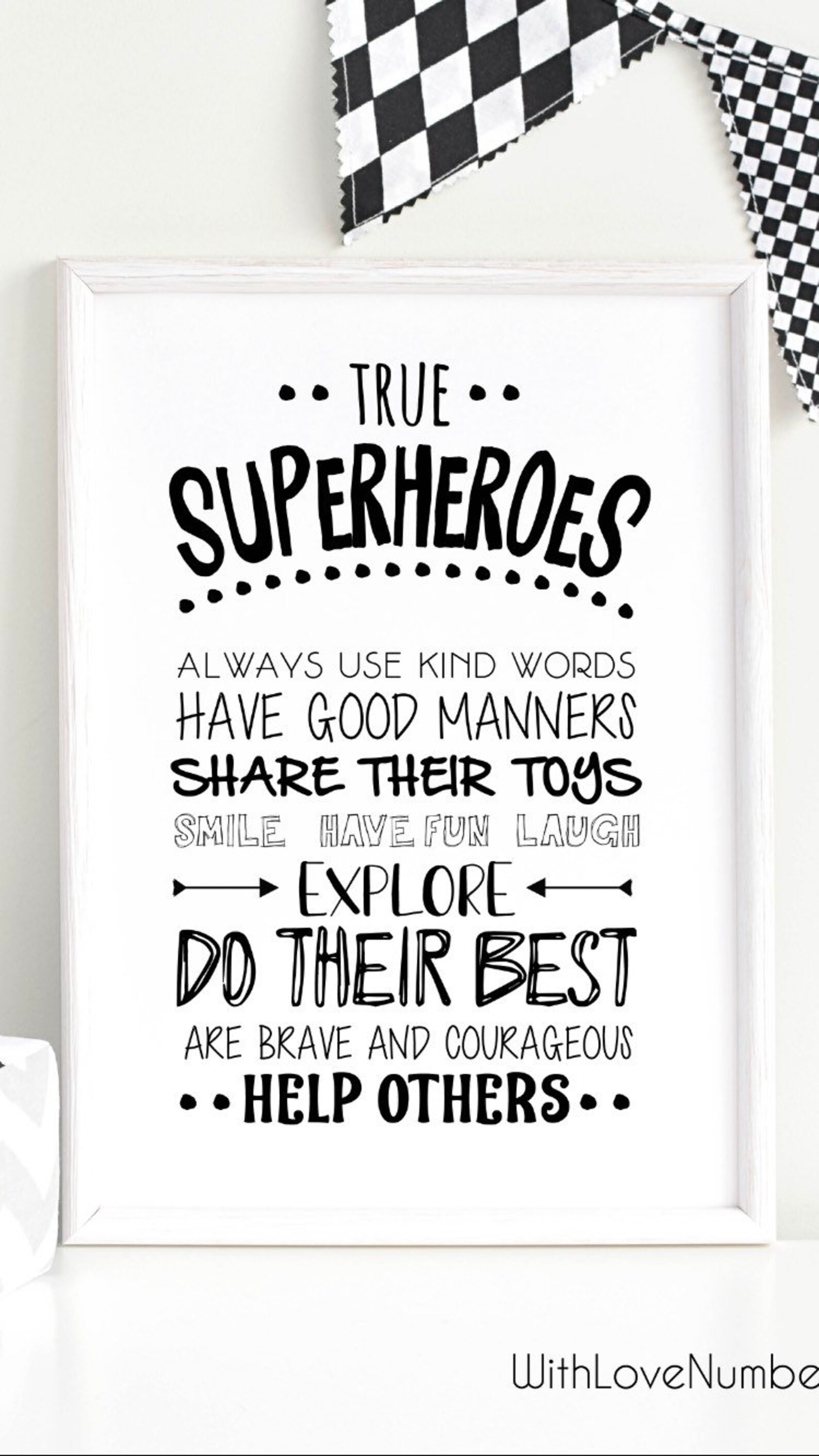 True Superheroes Wall Art Nursery / Playroom Print Etsy