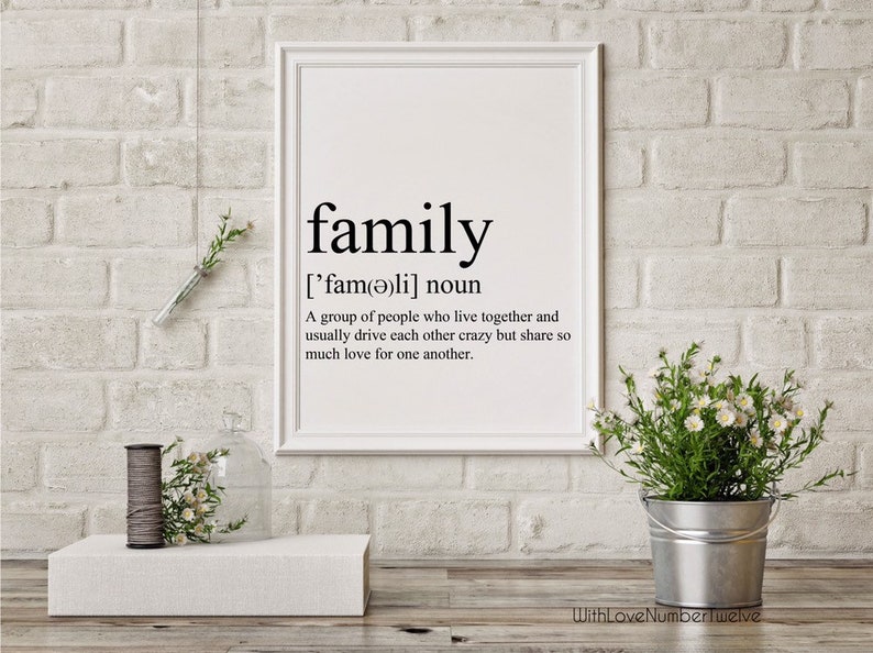 Family Definition Wall Art Print Etsy