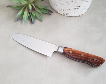 10 inch Chef Knife, Handmade Hawaiian Koa Wood Handle, Damascus Steel Blade