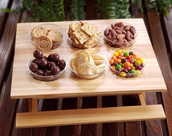 Wood Snack Server, Beer Can Tote, Picnic Table Caddy, Condiment Holder, Napkin Holder