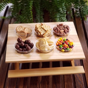 Wood Snack Server, Beer Can Tote, Picnic Table Caddy, Condiment Holder,  Napkin Holder 