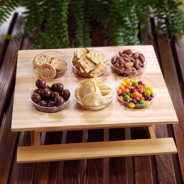 Wood Snack Server, Beer Can Tote, Picnic Table Caddy, Condiment Holder, Napkin Holder