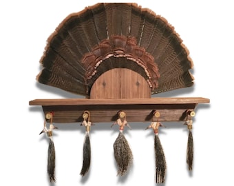 Turkey Fan Mount, Tail Feather and Beard Plaque, Taxidermy Board