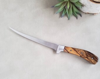 Fish Fillet Knife, Custom Exotic Wood Handle, Premium, Ormosia