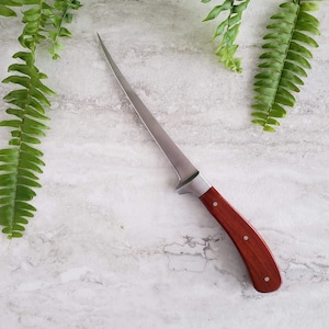 Fish Fillet Knife, Handmade Exotic Wood Handle, Padauk, Men's gift image 1