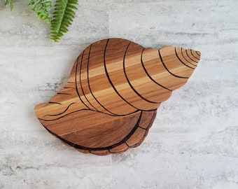 Charcuterie Board, Wood Serving Tray, Cheese Board, Seashell Shape Coastal and Tropical Decor,