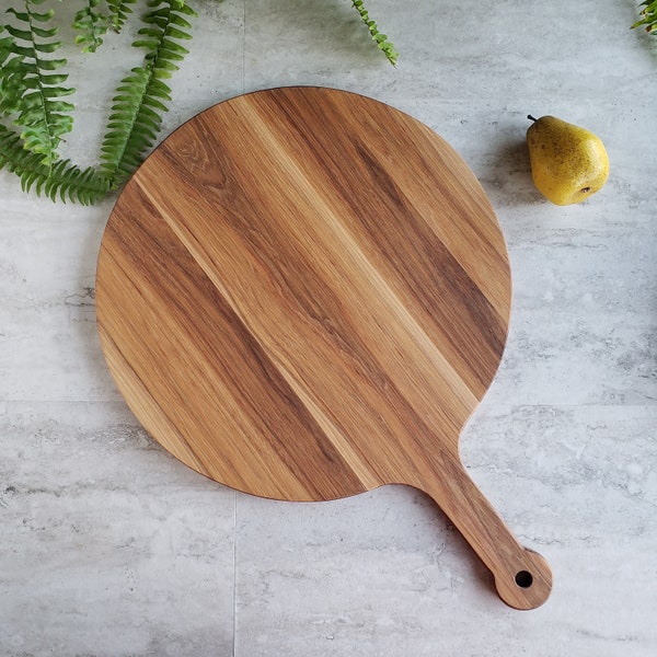 16 inch Round Pizza Serving Board with Handle, Pizza Paddle, Cheese Board