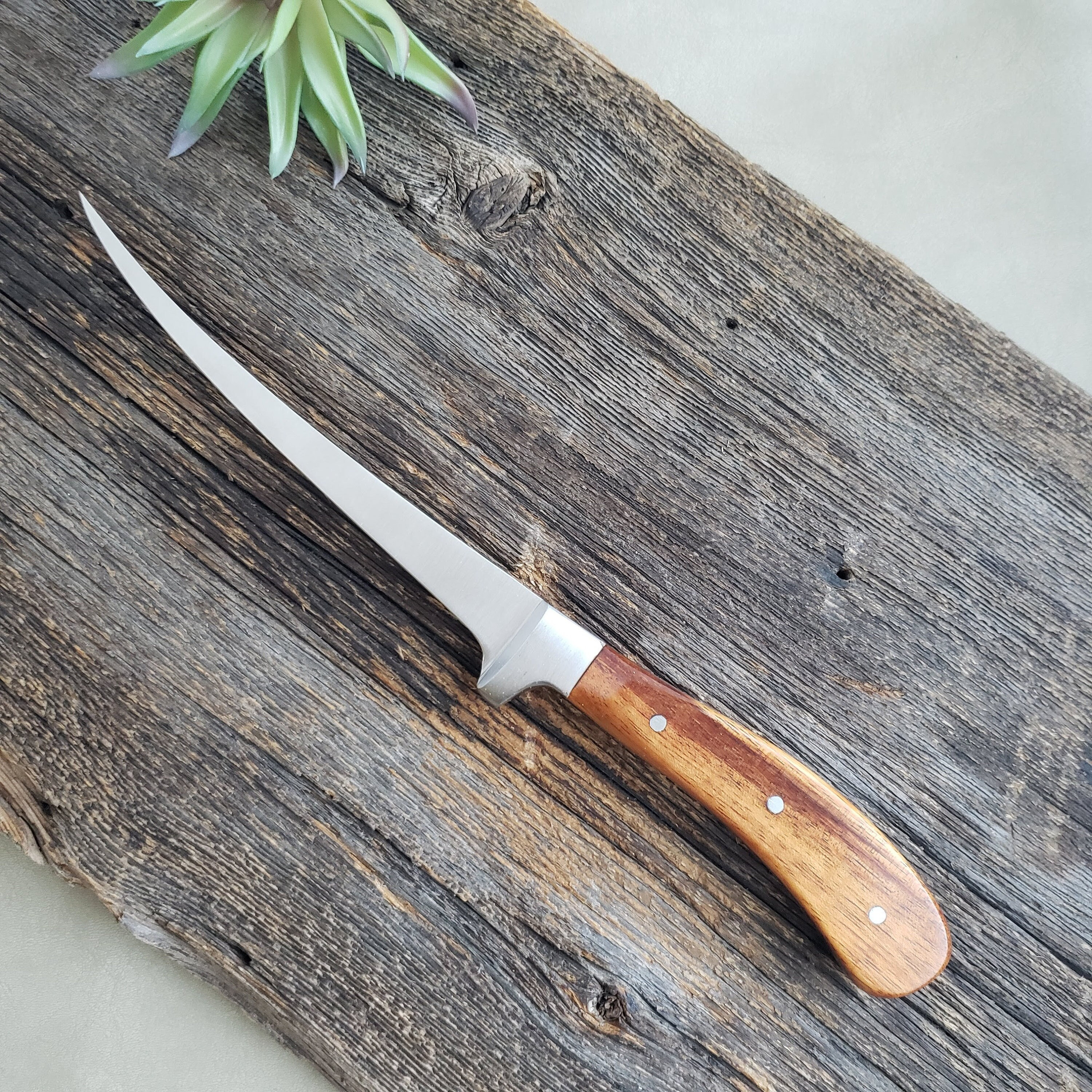 Fish Fillet Knife, Custom Handle, Premium Exotic Wood, Hawaiian