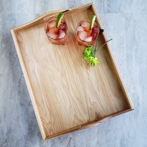 Wood Tray with Handles, Coffee Table Tray Rectangle, Ottoman Tray Custom