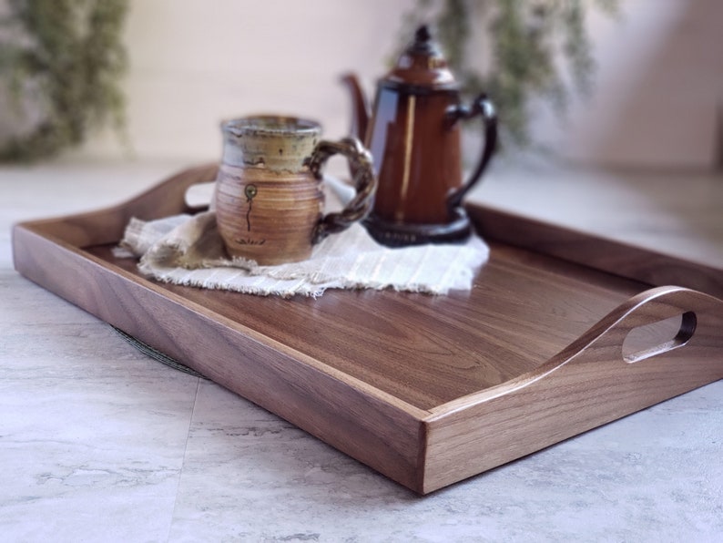 Wood Tray With Handles Rectangle Ottoman Tray Coffee Table Etsy
