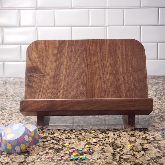 Handcrafted Walnut Cookbook Holder: Kitchen Tablet Stand