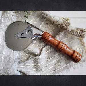 Pizza Cutter,  Large, Custom Exotic Wood Handle, Pizza Wheel, Roller Blade, Hawaiian Koa