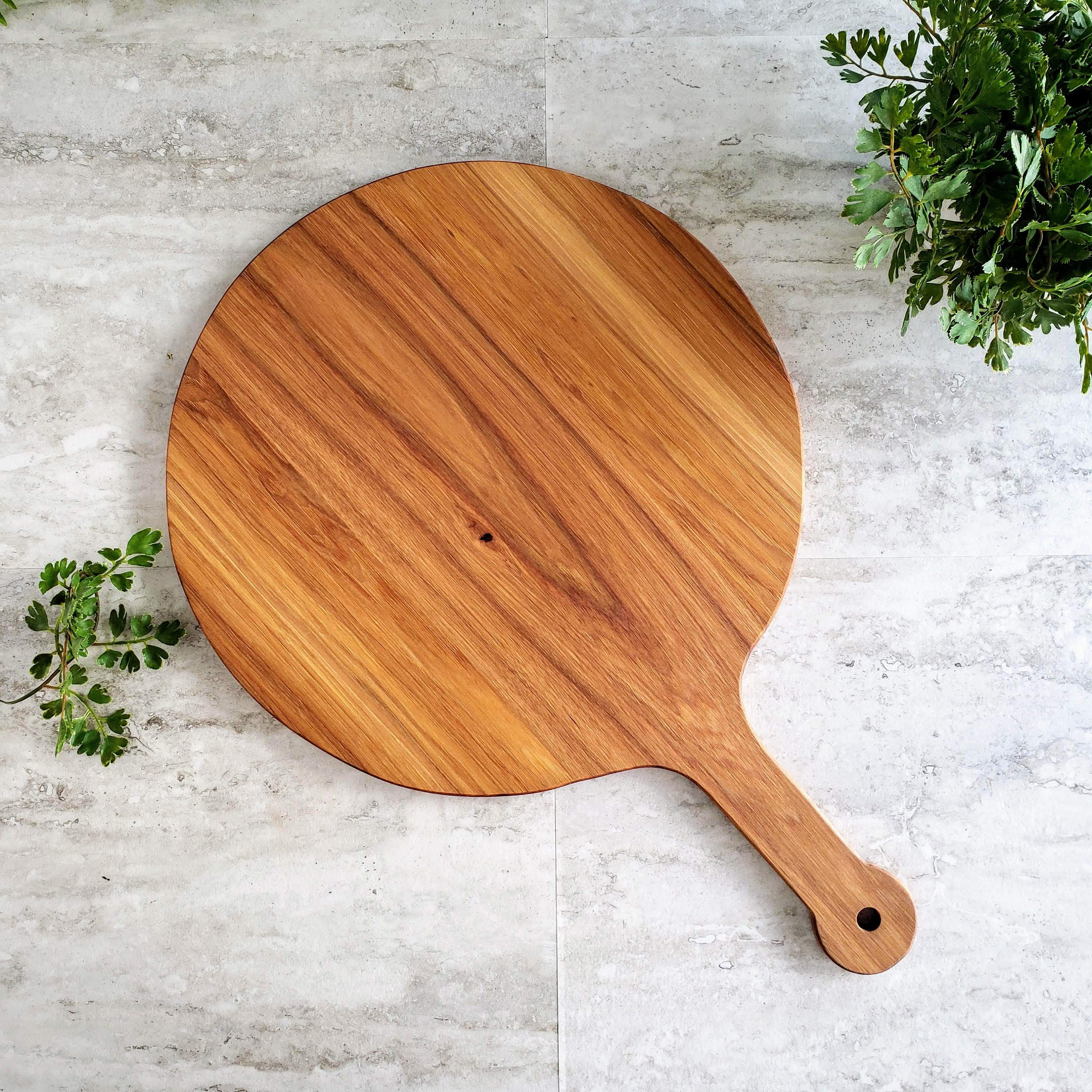 14 Inch Round Pizza Serving Board With, Round Pizza Board With Handle