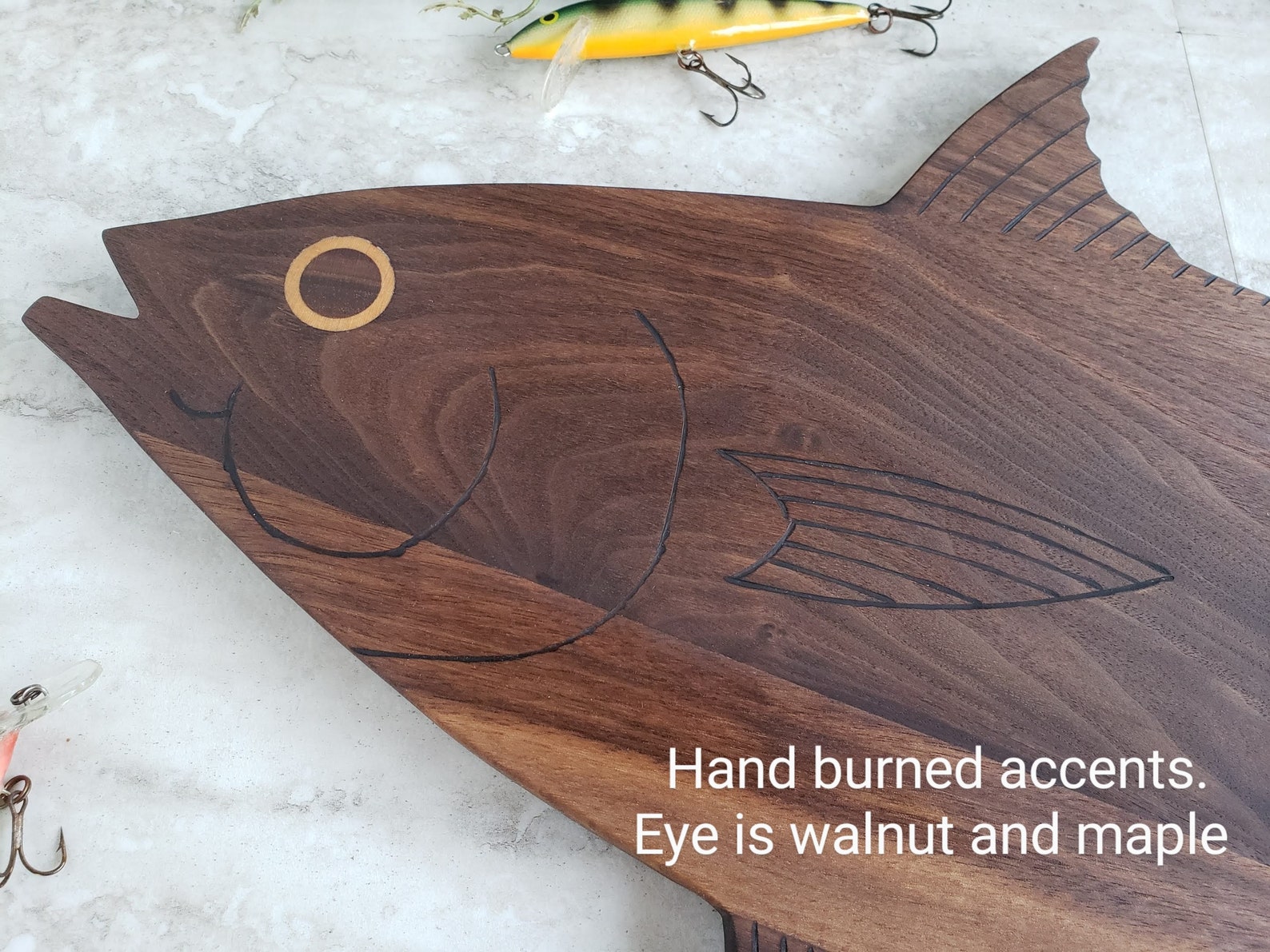 Serving Board Fish Shape, Coastal Fish Decor, Walnut Wood Etsy