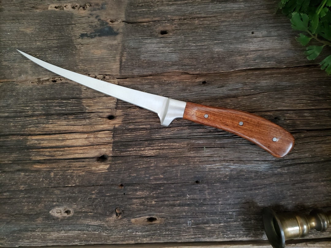 Fish Fillet Knife, Exotic Wood Handle, Custom, African Bengi 