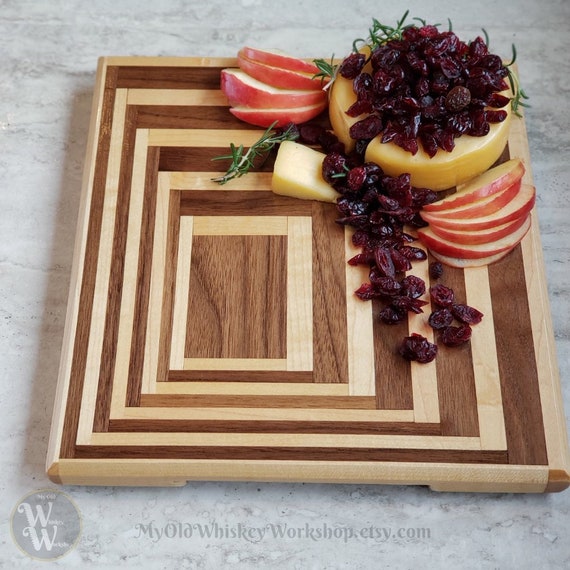 Wood Serving Tray 3d Design Square Cutting Board Meat And Etsy