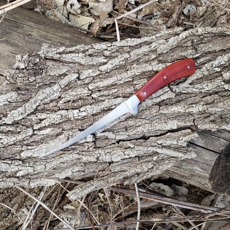 Fish Fillet Knife, Handmade Exotic Wood Handle, Padauk, Men's gift image 5