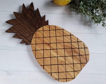 Pineapple Cheese Board, Wood Charcuterie Board Handmade from Walnut and Hickory