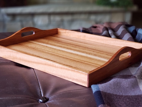 Large Wood Serving Tray With Handles, Ottoman Tray 