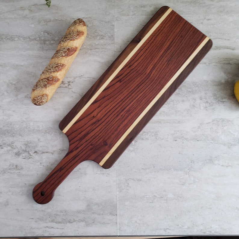 Long Wood Serving Board Cheese Board with Handle Charcuterie Etsy