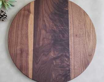 Round Pizza Serving Board, 16 inch, Walnut, Cake Plate, Charcuterie, Meat and cheese Platter