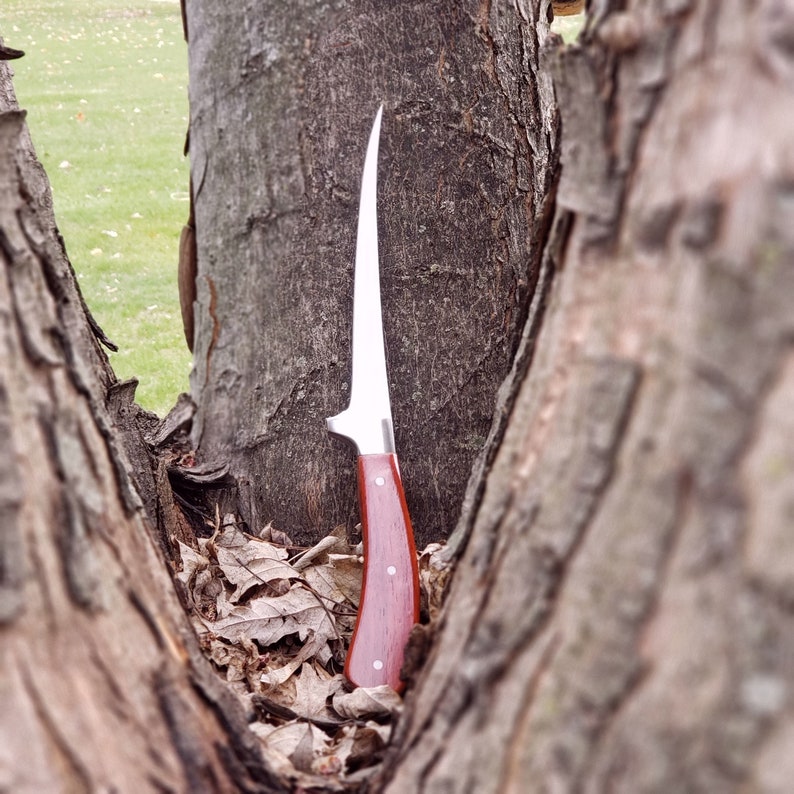 Fish Fillet Knife, Handmade Exotic Wood Handle, Padauk, Men's gift image 6