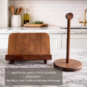 Soporte para libros de cocina de nogal hecho a mano: Soporte para tablet de cocina imagen 10