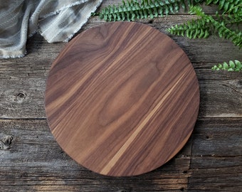 Round Pizza Serving Board, 16" Pizza Paddle, Cheese Board, Walnut