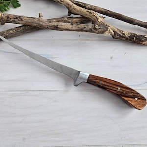 Fish Fillet Knife, Exotic Wood Handle, Custom, Patagonian Rosewood