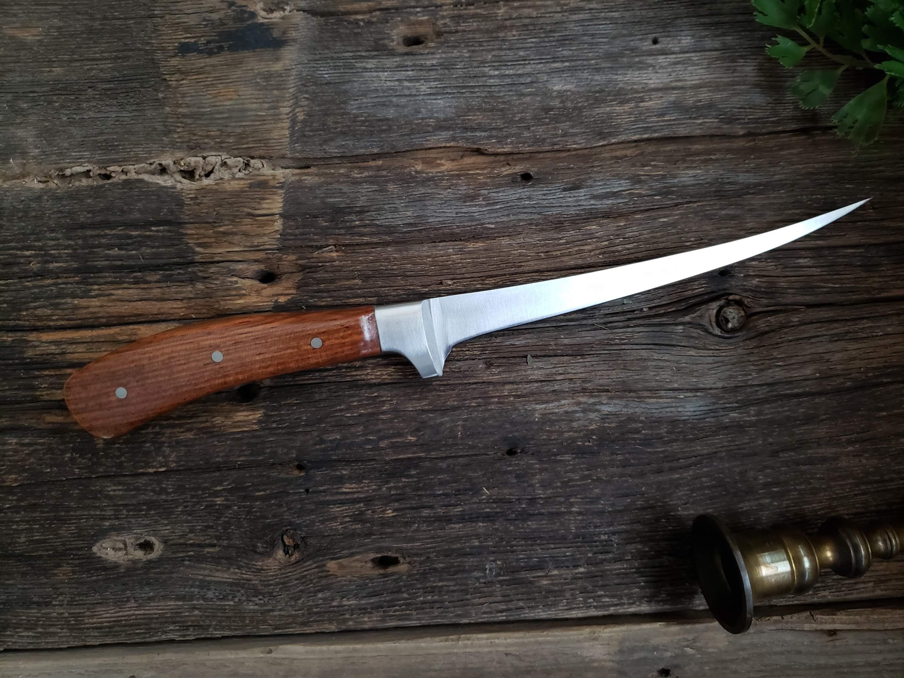 Fish Fillet Knife, Exotic Wood Handle, Custom, African Bengi
