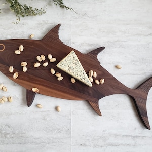 Serving Board Fish Shape, Coastal Fish Decor, Walnut Wood