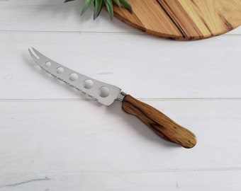 Cheese Knife, Wood Handle Kitchen Knife, African Korina, 11"