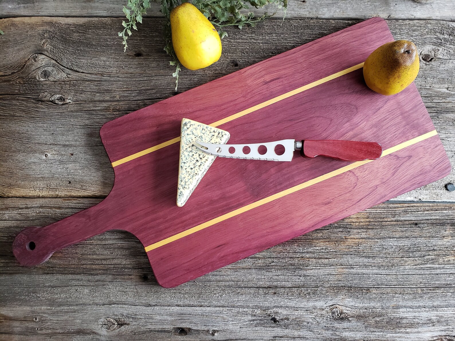 Cheese Knife Exotic Wood Handle Kitchen Knife Purpleheart Etsy