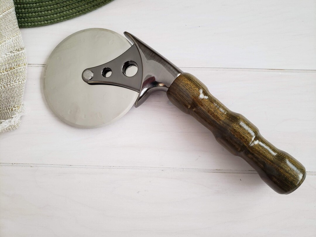 Large Pizza Cutter With Wood Handle Deep Dish Pan Style Etsy