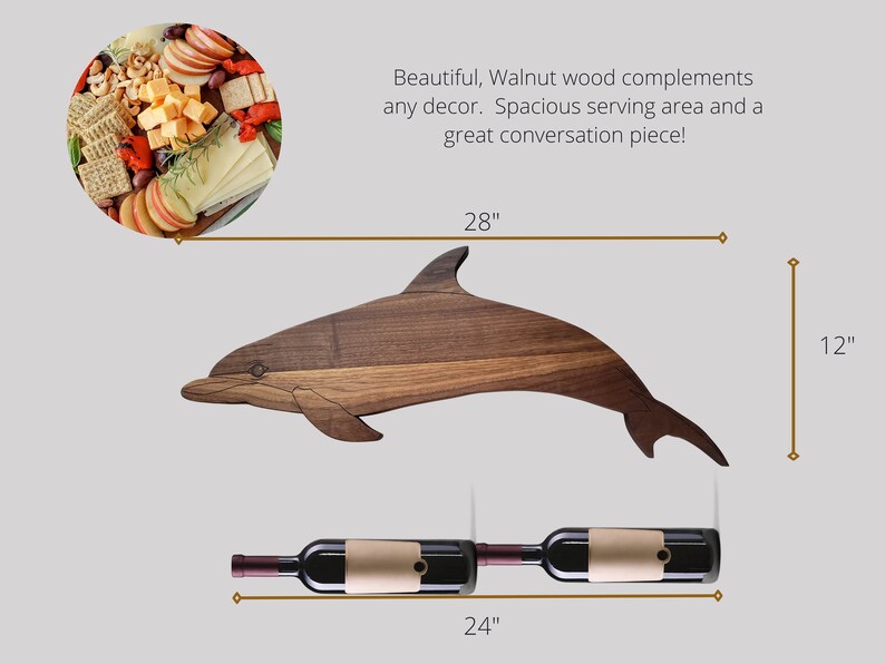 Dolphin Fish Serving Board, Charcuterie Board, Coastal Decor image 4