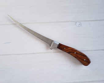 Fish Fillet Knife, Custom Exotic Wood Handle, Premium, Desert Ironwood
