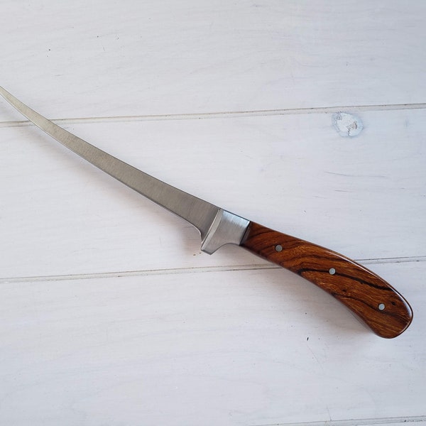 Fish Fillet Knife, Custom Exotic Wood Handle, Premium, Desert Ironwood