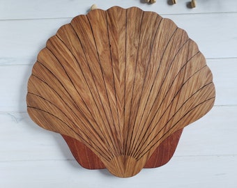 Serving Board, Scalloped Seashell Decor, Cheese Board, Cheese Tray,